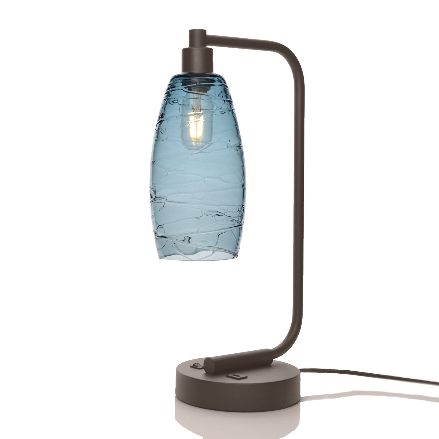 147 Table Lamp-Glass-Bicycle Glass Co - Hotshop-Spun-Slate Gray-Dark Bronze-Bicycle Glass Co