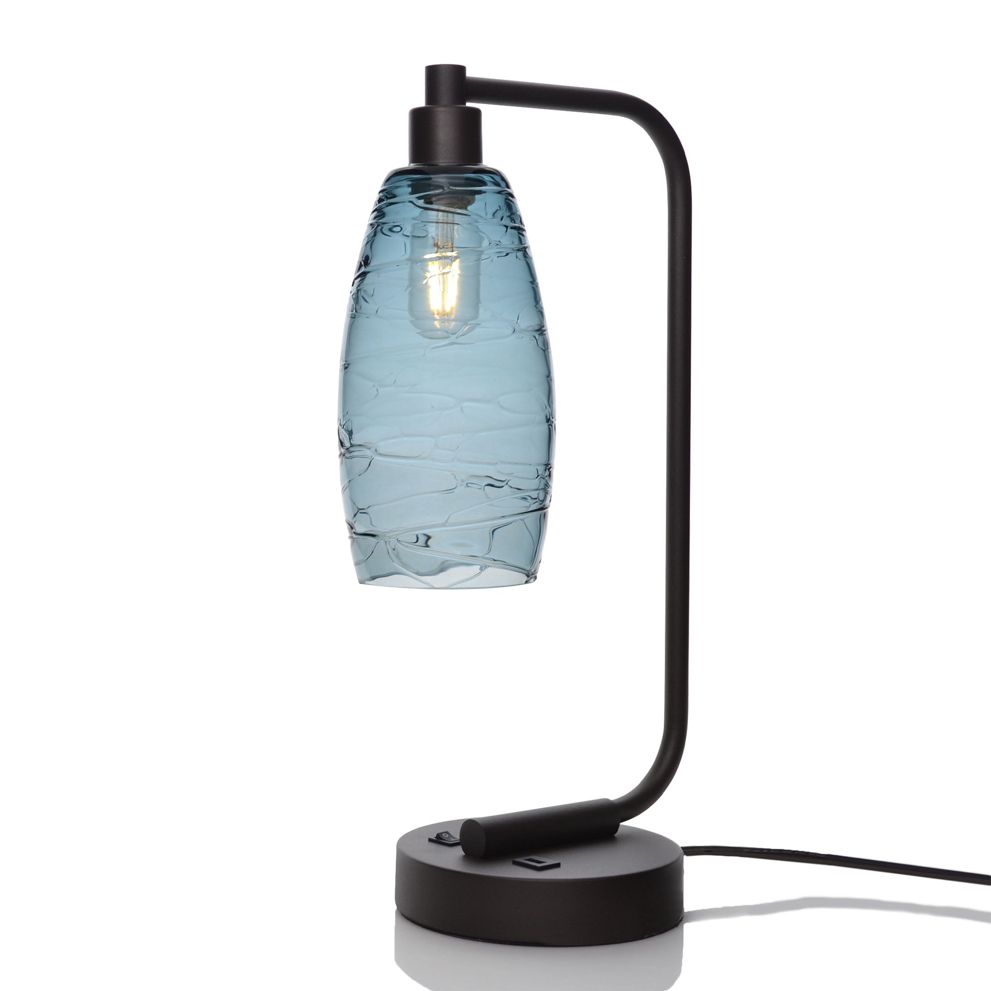 147 Table Lamp-Glass-Bicycle Glass Co - Hotshop-Spun-Slate Gray-Matte Black-Bicycle Glass Co