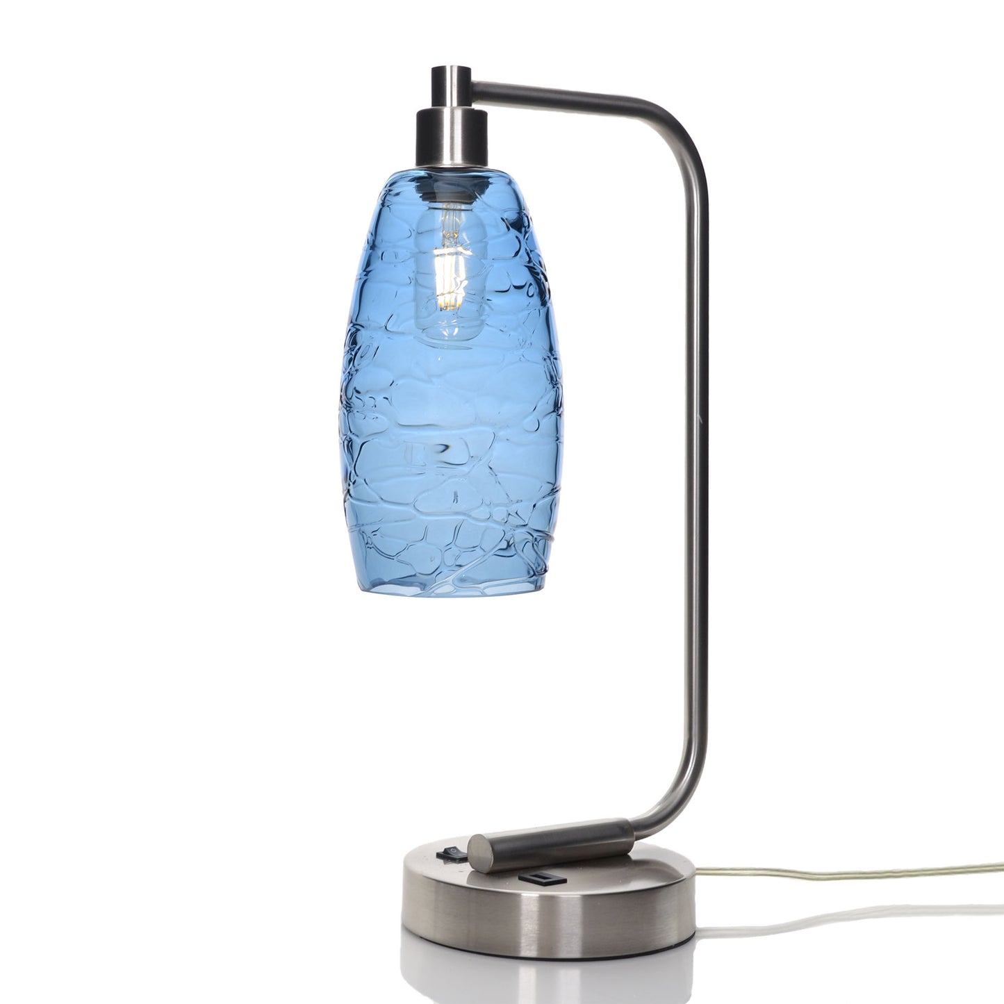147 Table Lamp-Glass-Bicycle Glass Co - Hotshop-Spun-Steel Blue-Brushed Nickel-Bicycle Glass Co