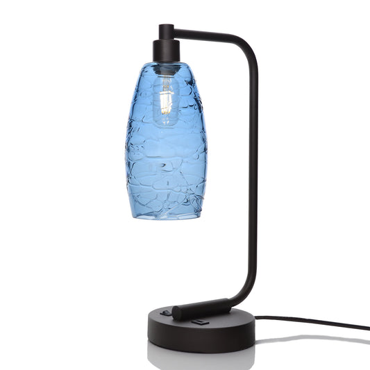 147 Table Lamp-Glass-Bicycle Glass Co - Hotshop-Spun-Steel Blue-Matte Black-Bicycle Glass Co