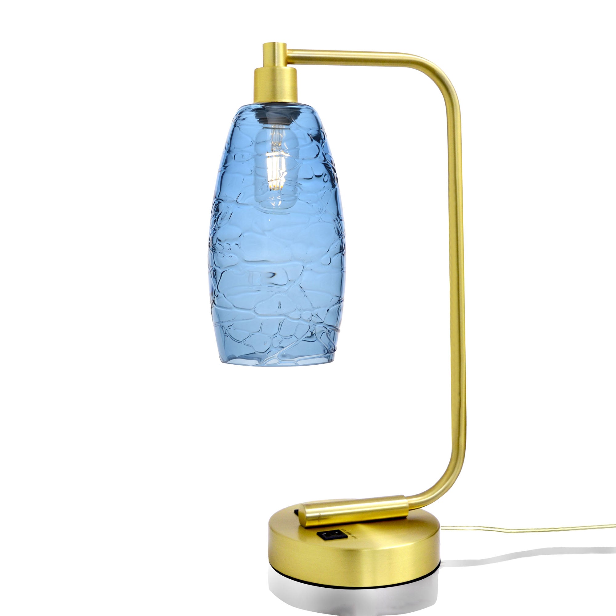 147 Table Lamp-Glass-Bicycle Glass Co - Hotshop-Spun-Steel Blue-Satin Brass-Bicycle Glass Co