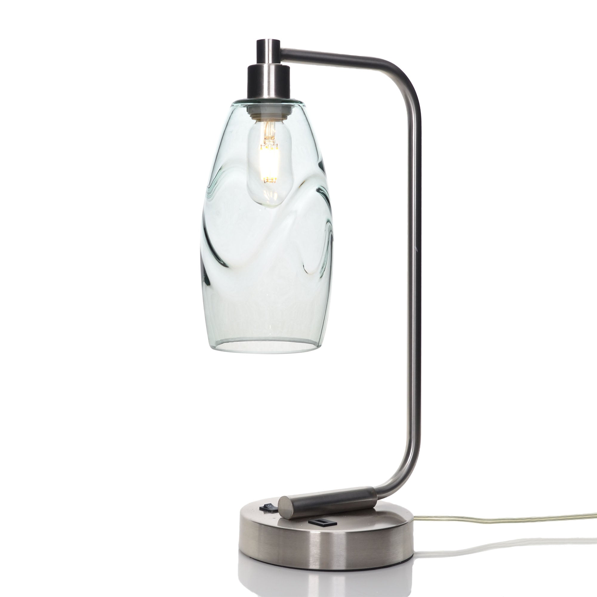 147 Table Lamp-Glass-Bicycle Glass Co - Hotshop-Swell-Eco Clear-Brushed Nickel-Bicycle Glass Co