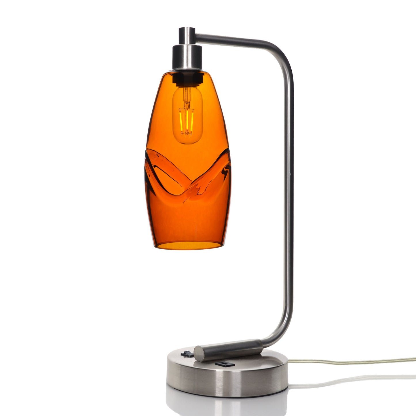 147 Table Lamp-Glass-Bicycle Glass Co - Hotshop-Swell-Golden Amber-Brushed Nickel-Bicycle Glass Co