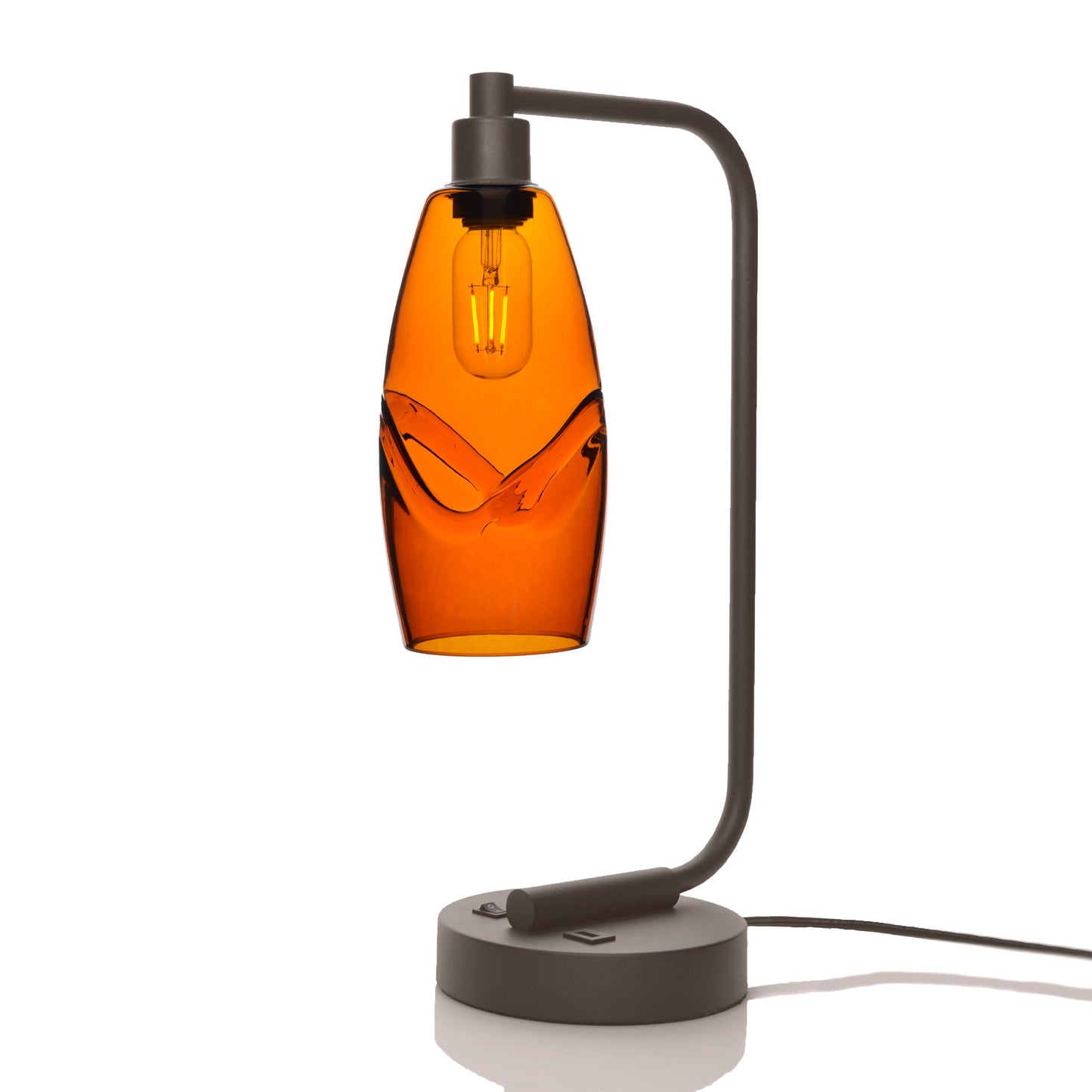 147 Table Lamp-Glass-Bicycle Glass Co - Hotshop-Swell-Golden Amber-Dark Bronze-Bicycle Glass Co