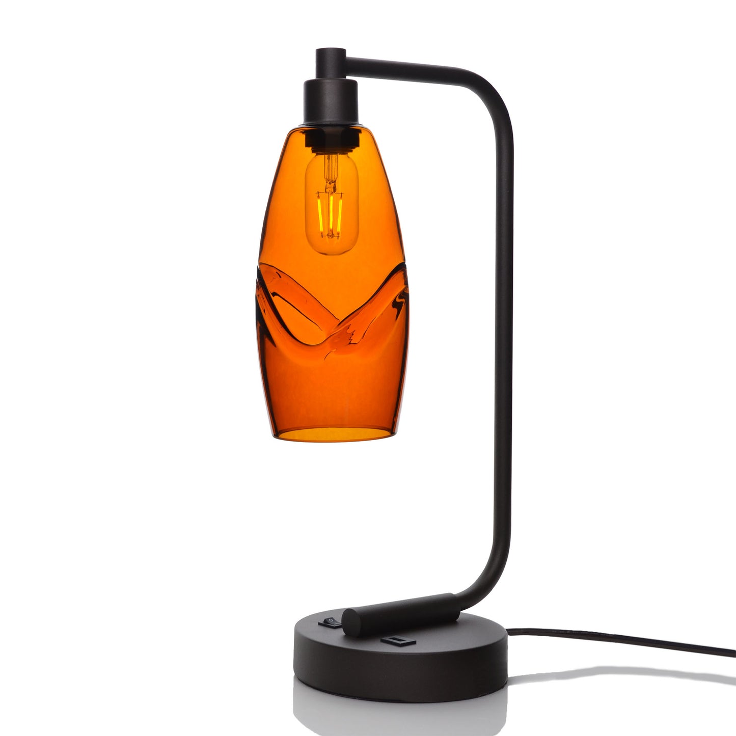 147 Table Lamp-Glass-Bicycle Glass Co - Hotshop-Swell-Golden Amber-Matte Black-Bicycle Glass Co