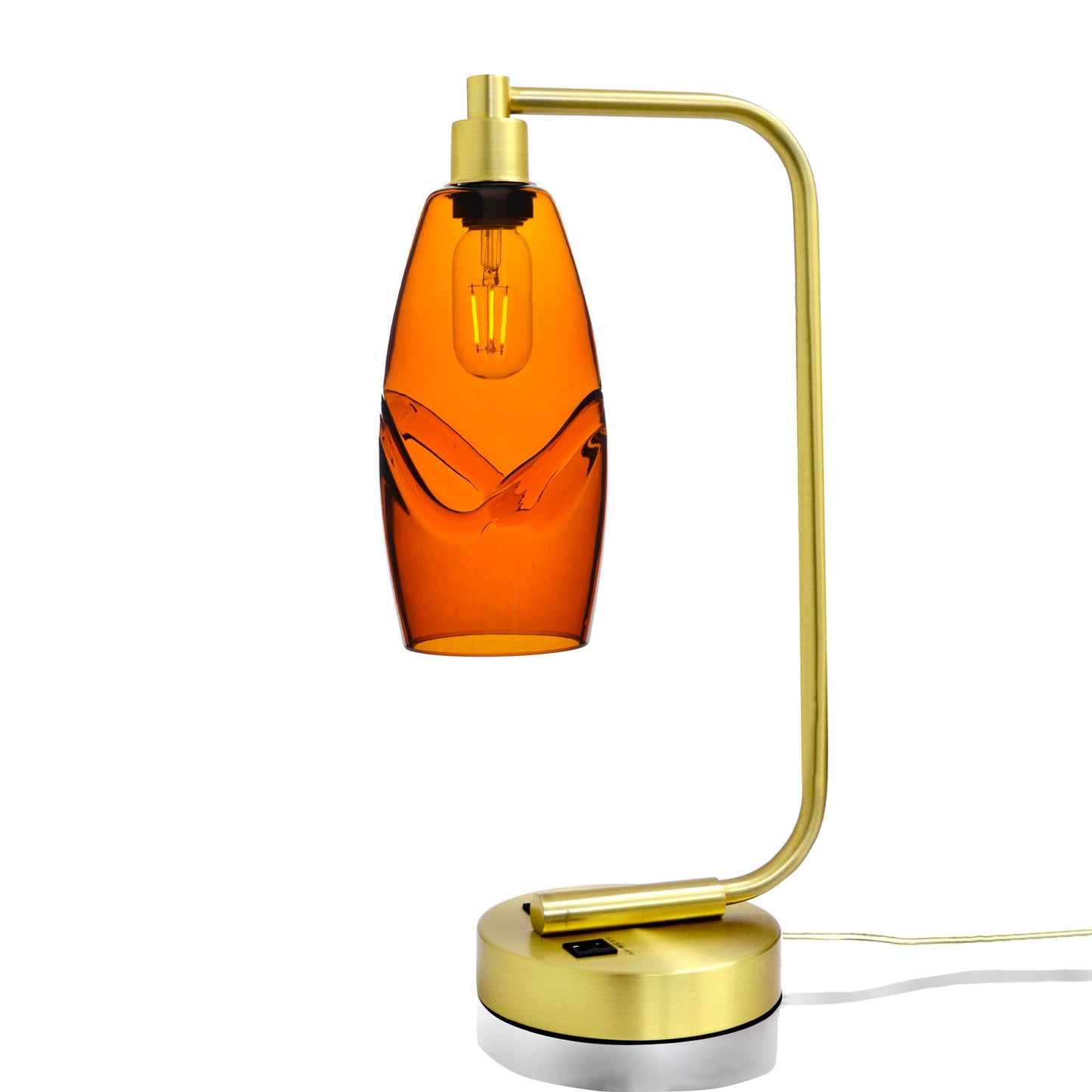 147 Table Lamp-Glass-Bicycle Glass Co - Hotshop-Swell-Golden Amber-Satin Brass-Bicycle Glass Co