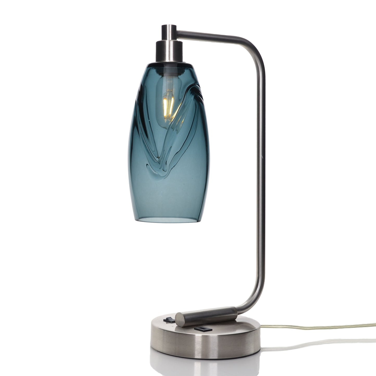 147 Table Lamp-Glass-Bicycle Glass Co - Hotshop-Swell-Slate Gray-Brushed Nickel-Bicycle Glass Co