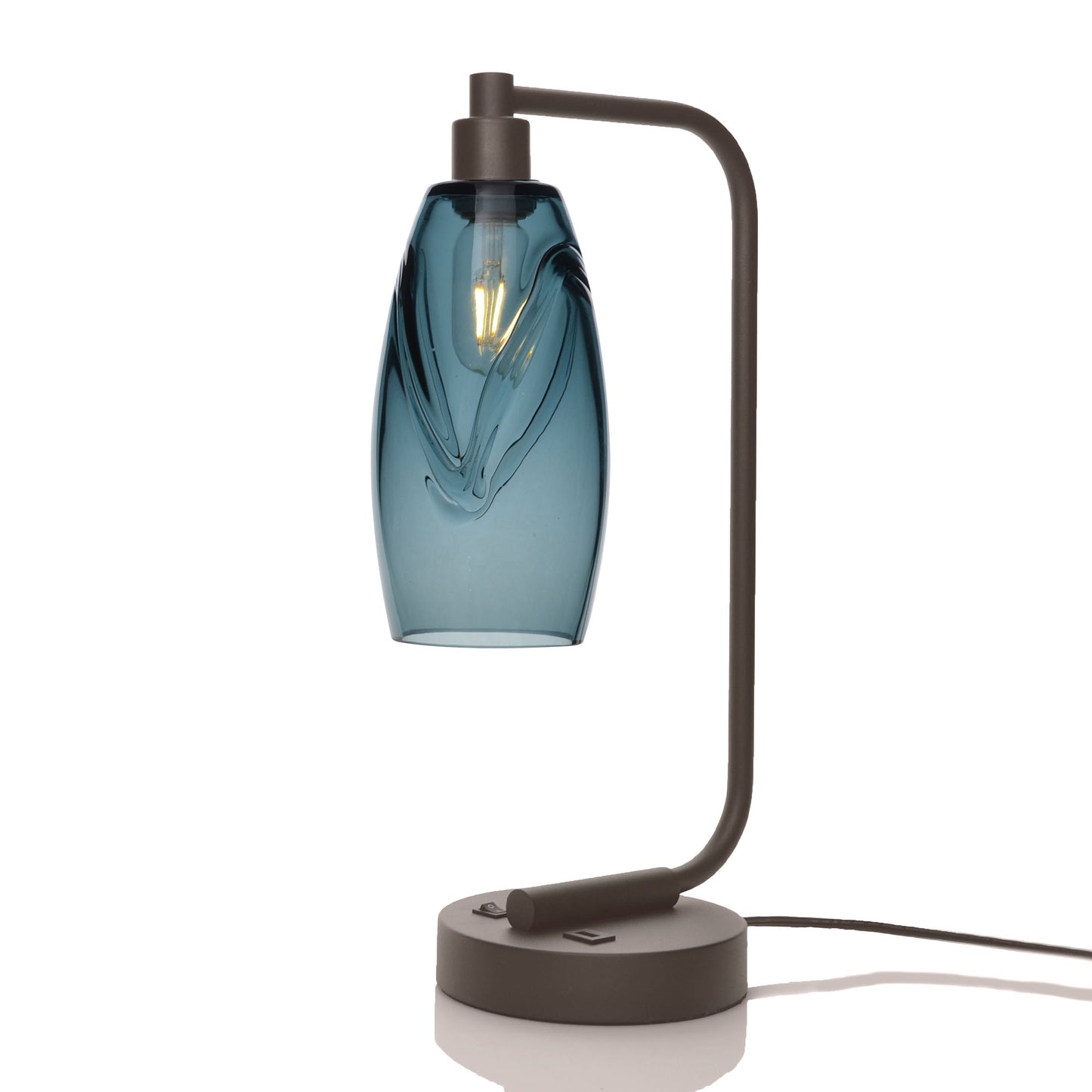 147 Table Lamp-Glass-Bicycle Glass Co - Hotshop-Swell-Slate Gray-Dark Bronze-Bicycle Glass Co