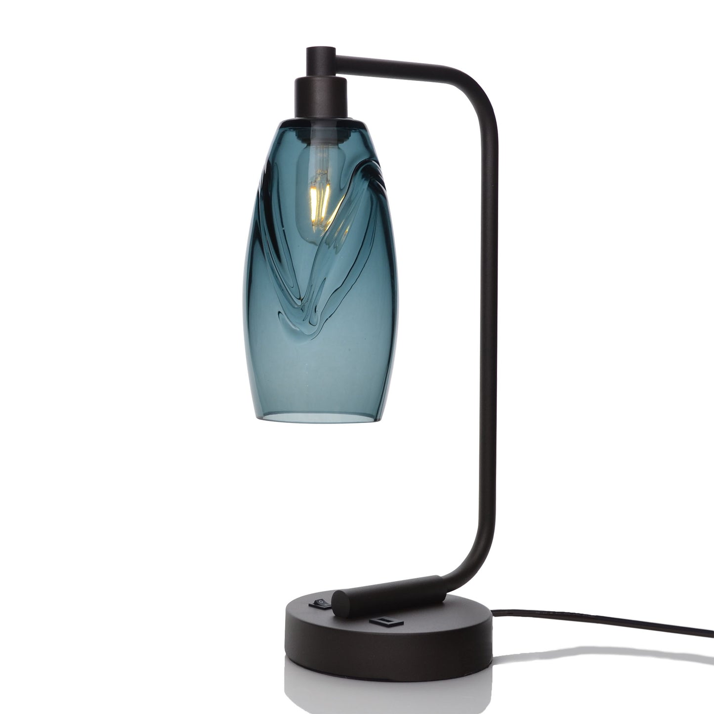 147 Table Lamp-Glass-Bicycle Glass Co - Hotshop-Swell-Slate Gray-Matte Black-Bicycle Glass Co