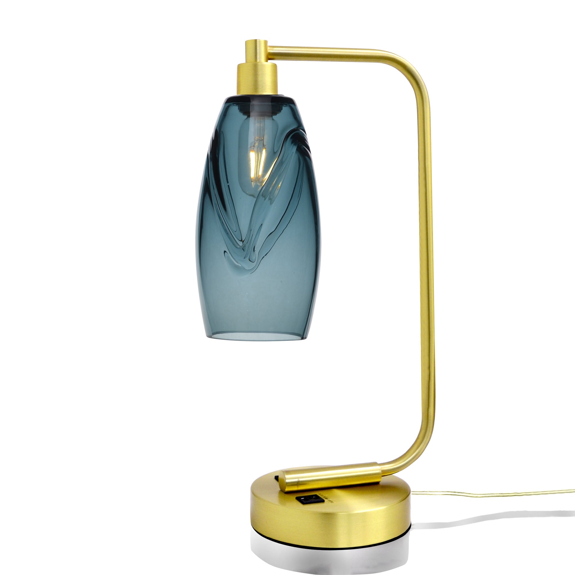 147 Table Lamp-Glass-Bicycle Glass Co - Hotshop-Swell-Slate Gray-Satin Brass-Bicycle Glass Co