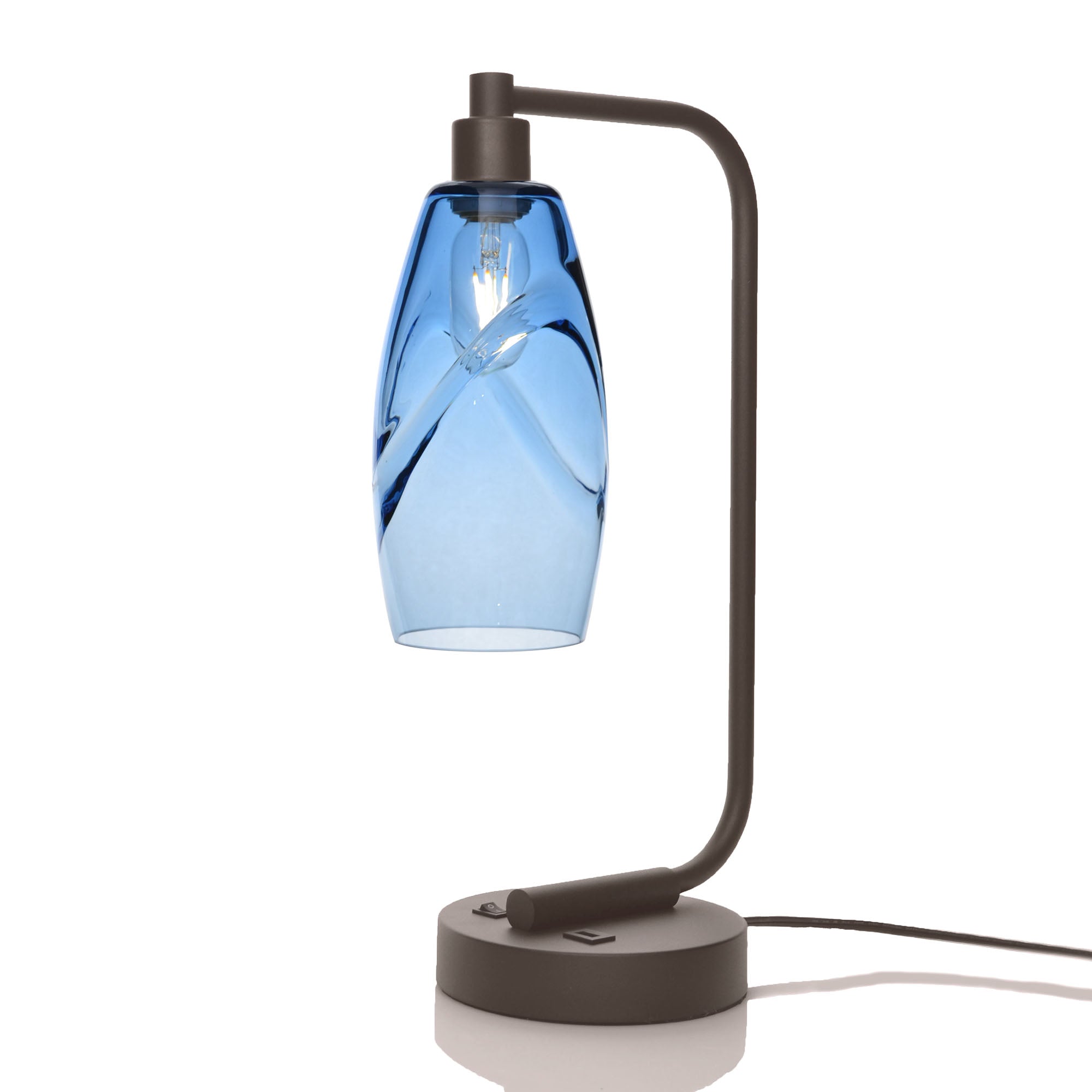 147 Table Lamp-Glass-Bicycle Glass Co - Hotshop-Swell-Steel Blue-Dark Bronze-Bicycle Glass Co