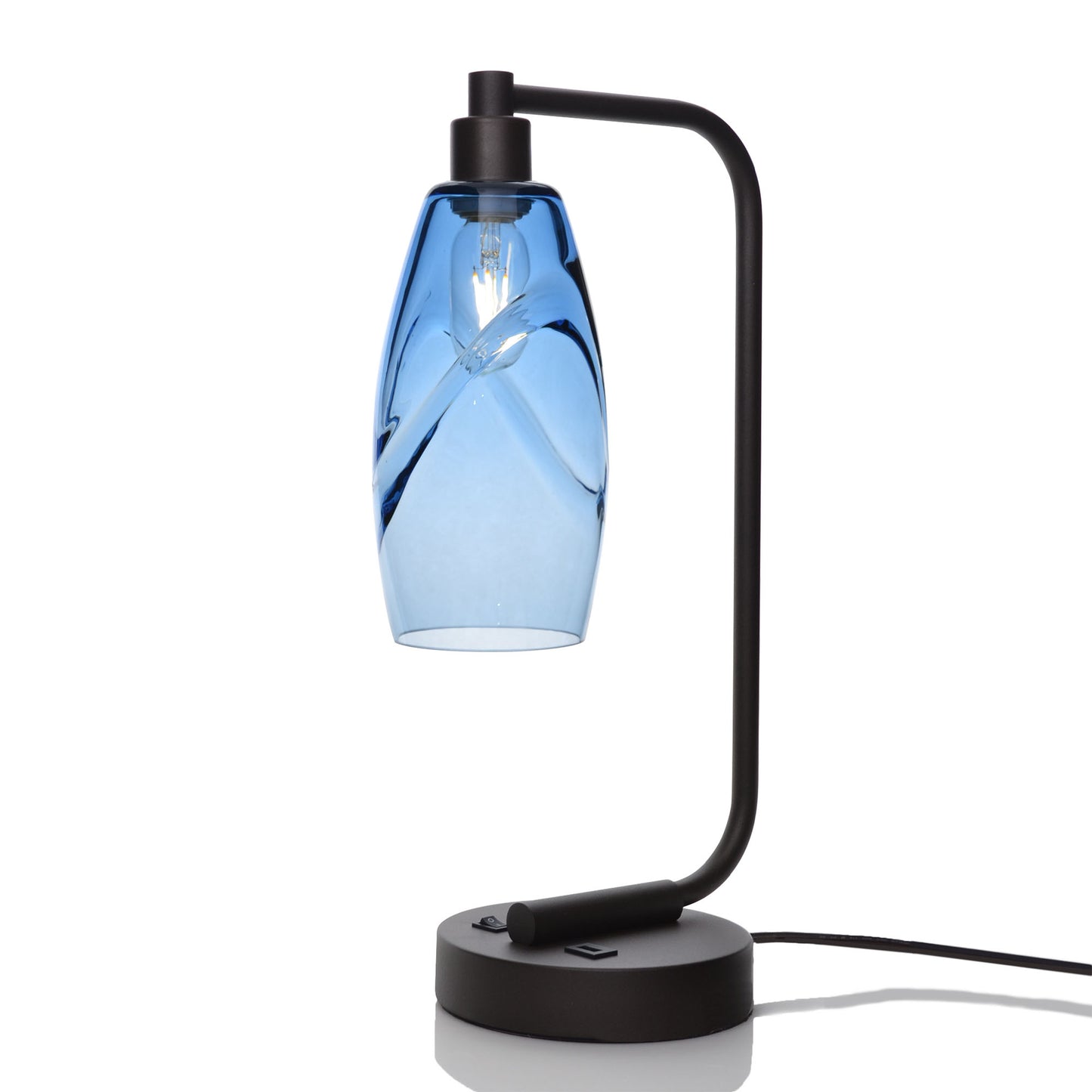 147 Table Lamp-Glass-Bicycle Glass Co - Hotshop-Swell-Steel Blue-Matte Black-Bicycle Glass Co