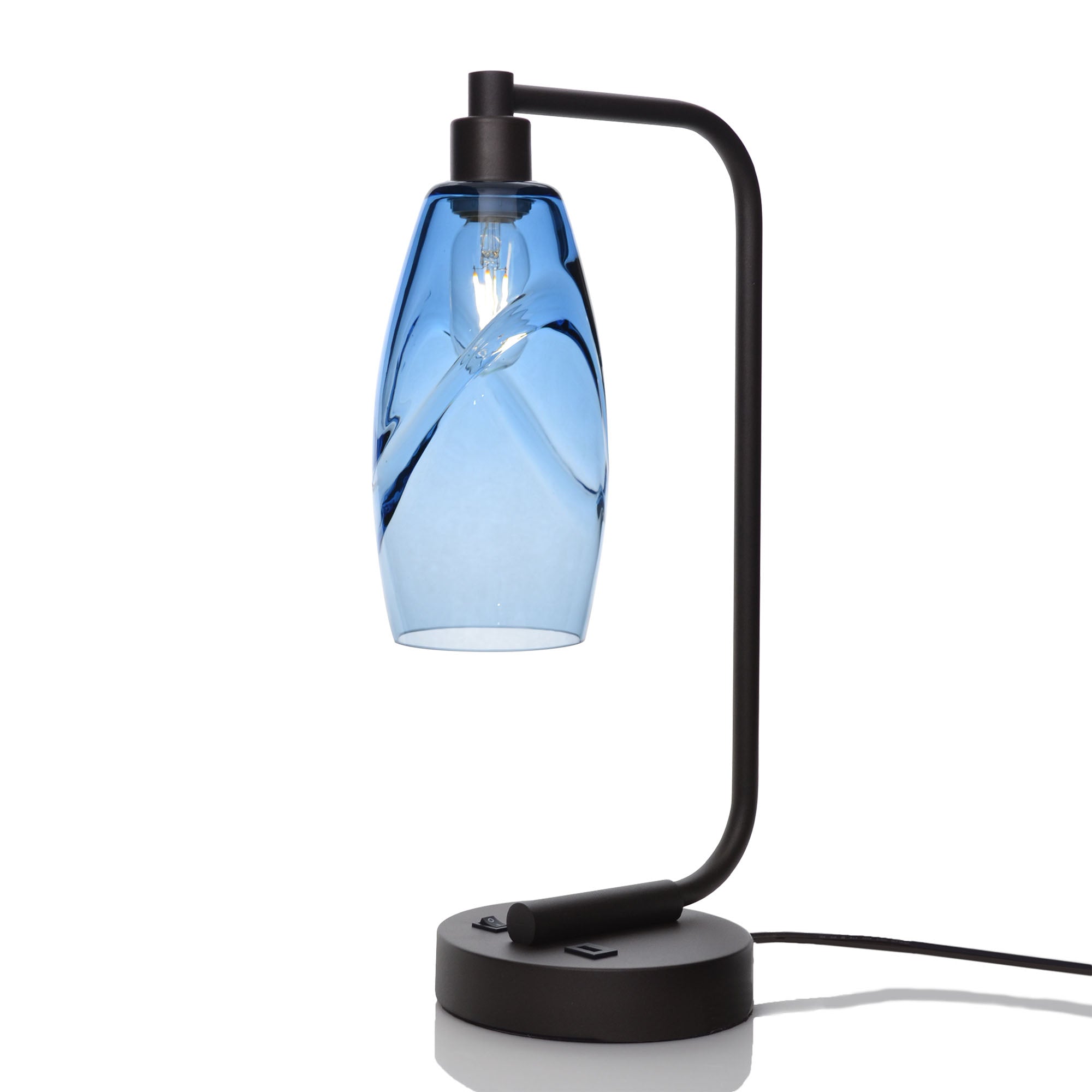 147 Table Lamp-Glass-Bicycle Glass Co - Hotshop-Swell-Steel Blue-Matte Black-Bicycle Glass Co
