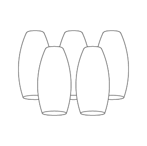 Simplified line drawing of set of five 147 shades.