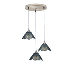 212 3 Pendant Cascade Chandelier-Glass-Bicycle Glass Co - Hotshop-Brushed Nickel - 4ft Downrod-Slate Gray-Bicycle Glass Co