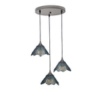 212 3 Pendant Cascade Chandelier-Glass-Bicycle Glass Co - Hotshop-Antique Bronze - 4ft Downrod-Slate Gray-Bicycle Glass Co