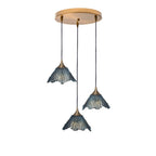 212 3 Pendant Cascade Chandelier-Glass-Bicycle Glass Co - Hotshop-Polished Brass - 8ft Downrod-Slate Gray-Bicycle Glass Co