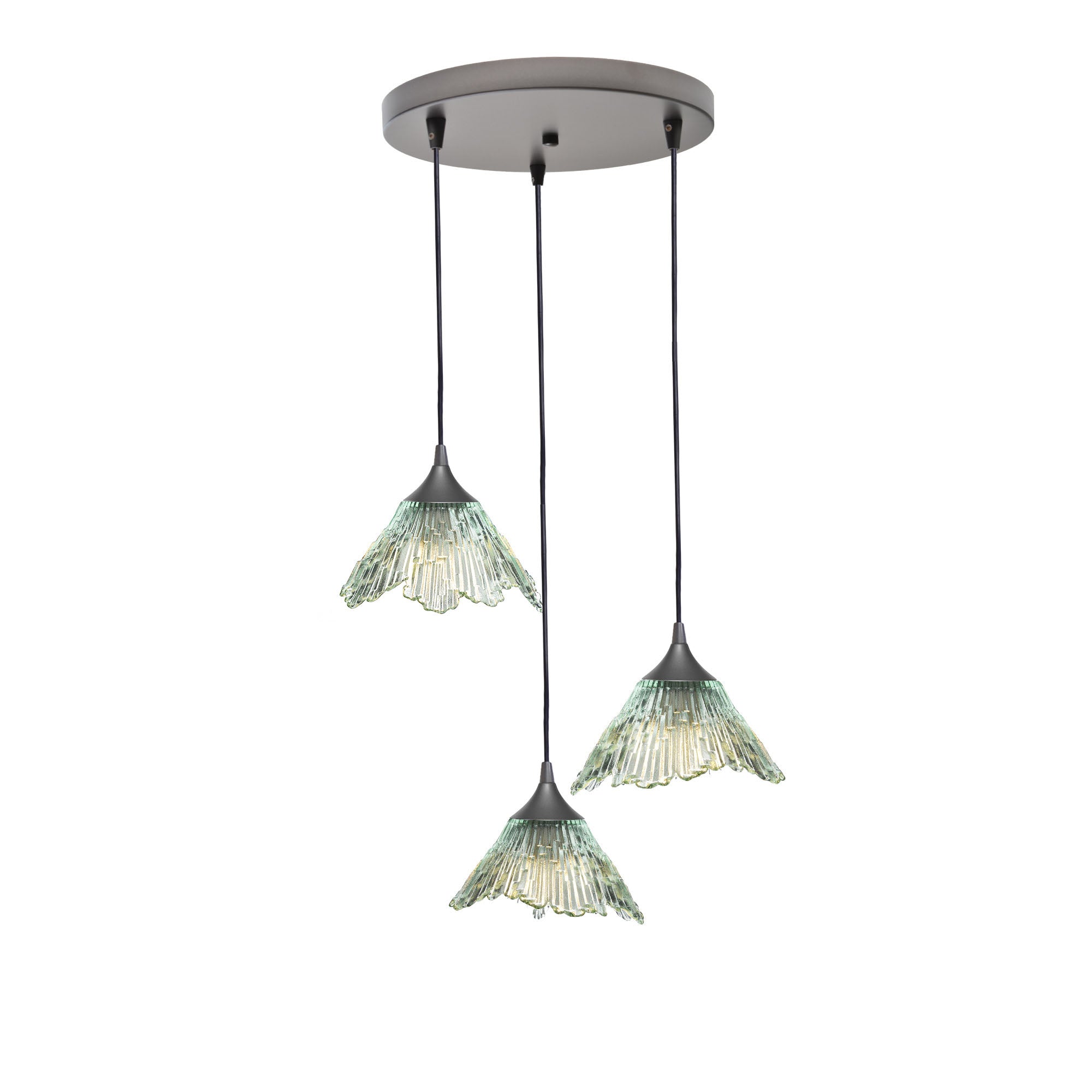 212 3 Pendant Cascade Chandelier-Glass-Bicycle Glass Co - Hotshop-Antique Bronze - Custom-Eco Clear-Bicycle Glass Co