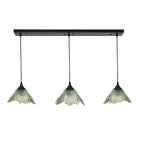 212 3 Pendant Linear Chandelier-Glass-Bicycle Glass Co - Hotshop-Eco Clear-Matte Black - 4ft Downrod-Bicycle Glass Co