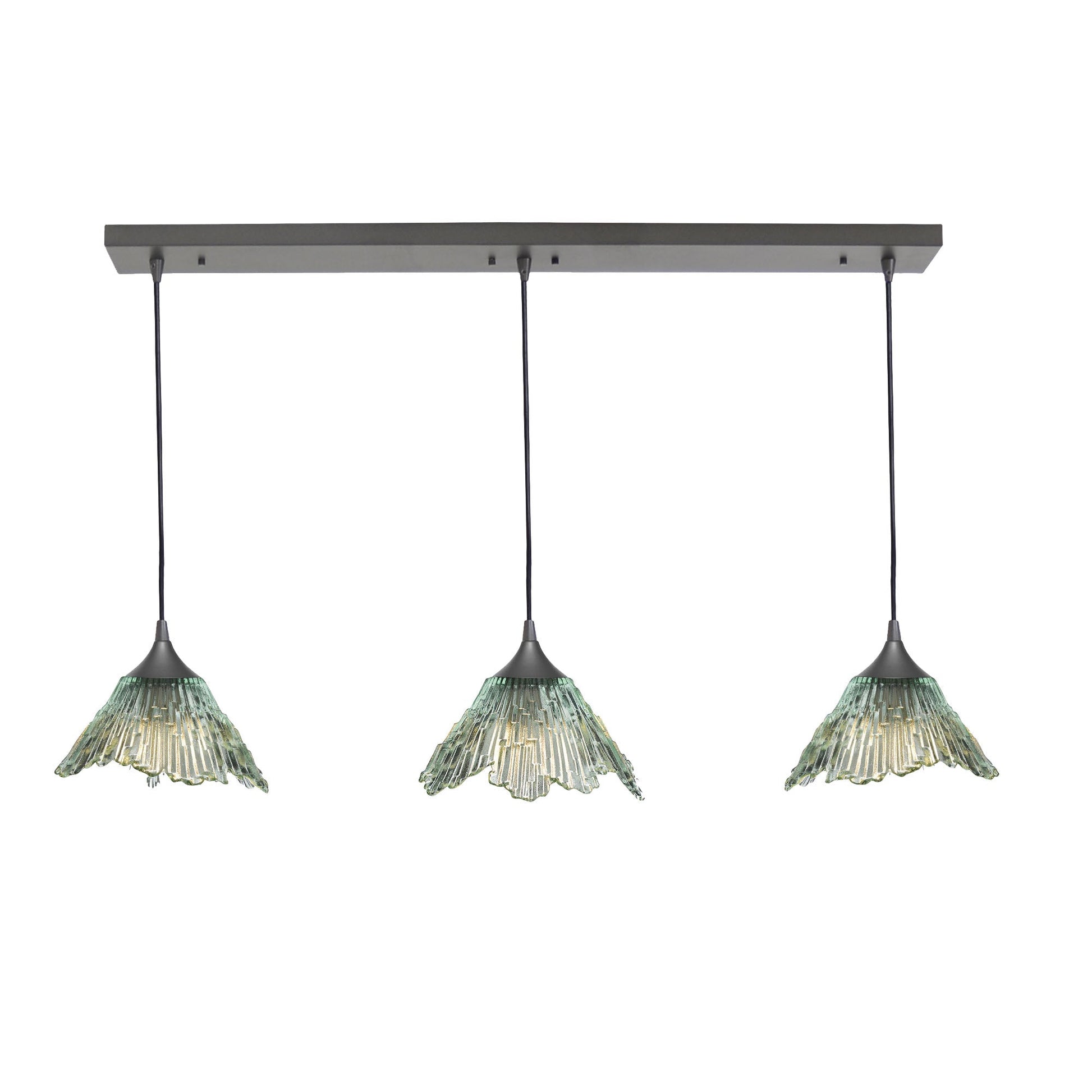 212 3 Pendant Linear Chandelier-Glass-Bicycle Glass Co - Hotshop-Eco Clear-Antique Bronze - 4ft Downrod-Bicycle Glass Co