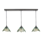 212 3 Pendant Linear Chandelier-Glass-Bicycle Glass Co - Hotshop-Eco Clear-Antique Bronze - 8ft Downrod-Bicycle Glass Co