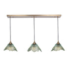 212 3 Pendant Linear Chandelier-Glass-Bicycle Glass Co - Hotshop-Eco Clear-Polished Brass - 4ft Downrod-Bicycle Glass Co