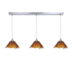 212 3 Pendant Linear Chandelier-Glass-Bicycle Glass Co - Hotshop-Golden Amber-Brushed Nickel - 4ft Downrod-Bicycle Glass Co