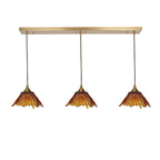 212 3 Pendant Linear Chandelier-Glass-Bicycle Glass Co - Hotshop-Golden Amber-Polished Brass - 8ft Downrod-Bicycle Glass Co