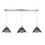 212 3 Pendant Linear Chandelier-Glass-Bicycle Glass Co - Hotshop-Slate Gray-Brushed Nickel - 4ft Downrod-Bicycle Glass Co