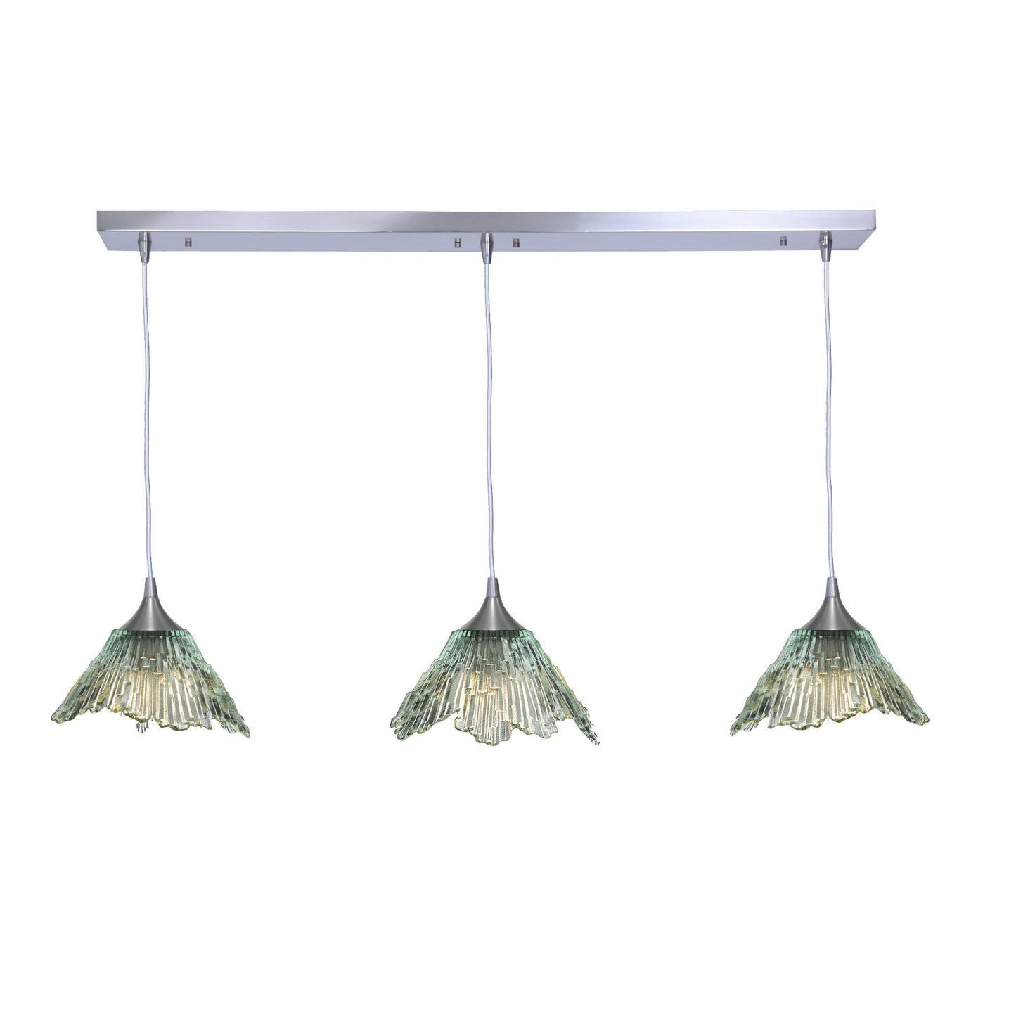 212 3 Pendant Linear Chandelier-Glass-Bicycle Glass Co - Hotshop-Eco Clear-Brushed Nickel - 4ft Cord-Bicycle Glass Co