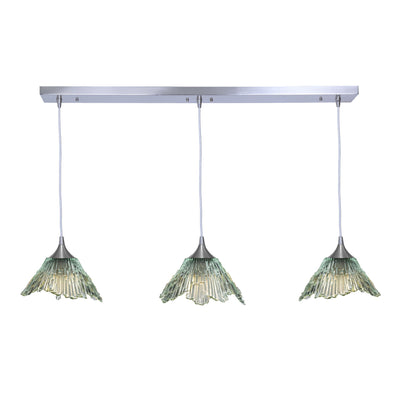 212 3 Pendant Linear Chandelier-Glass-Bicycle Glass Co - Hotshop-Eco Clear-Brushed Nickel - 4ft Cord-Bicycle Glass Co