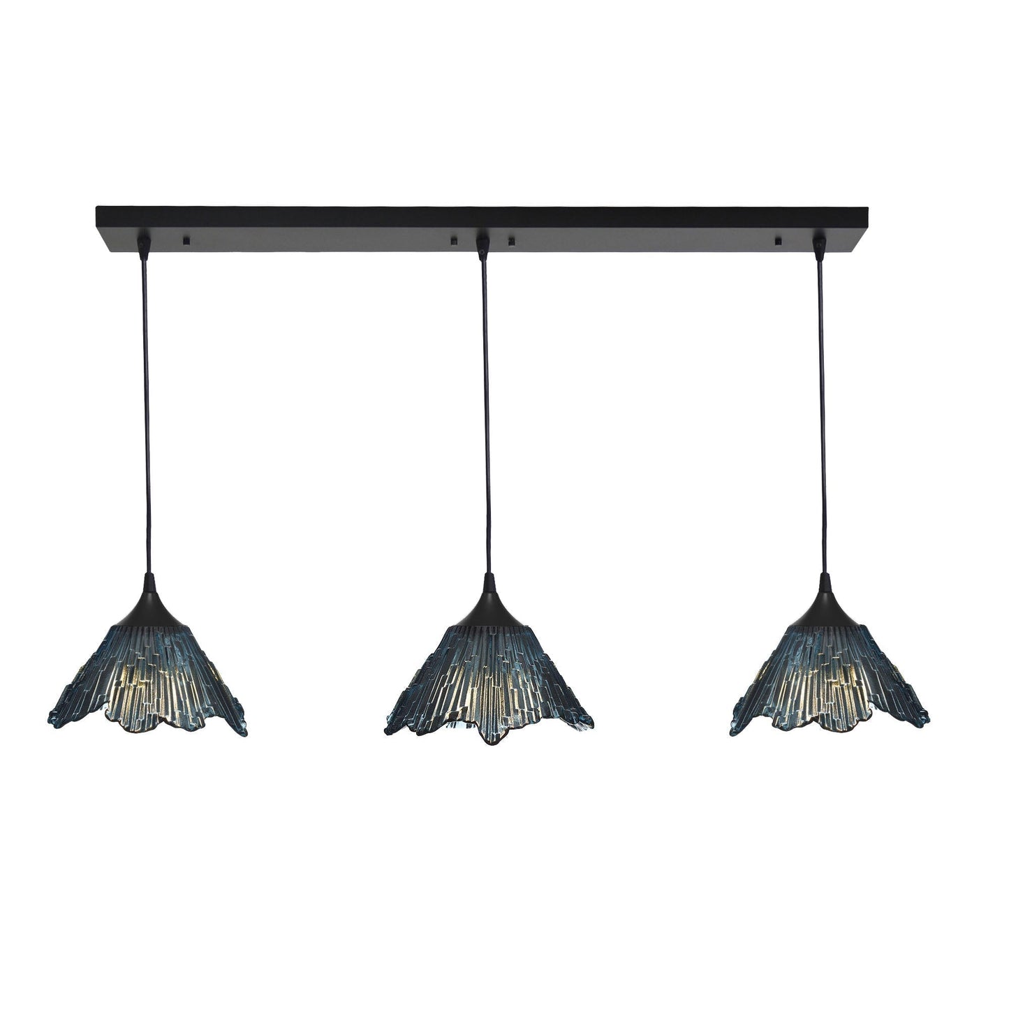 212 3 Pendant Linear Chandelier-Glass-Bicycle Glass Co - Hotshop-Slate Gray-Matte Black - Custom-Bicycle Glass Co