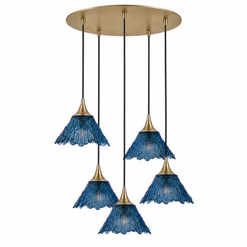 Steel Blue / Polished Brass - 4ft Cord