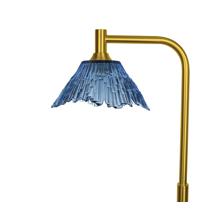 212 Floor Lamp-Glass-Bicycle Glass Co - Hotshop-Steel Blue-Polished Brass-Bicycle Glass Co