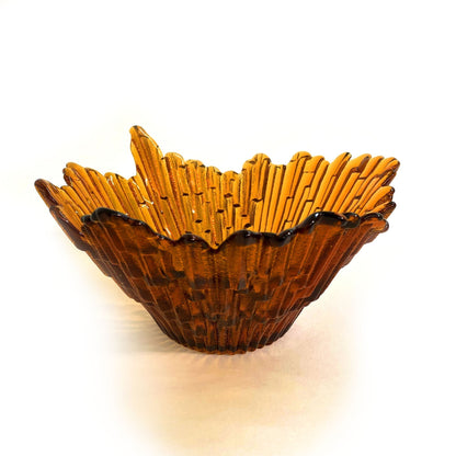 212 Icicle: Small Bowl-Glass-Bicycle Glass Co - Hotshop-Harvest Gold-Bicycle Glass Co