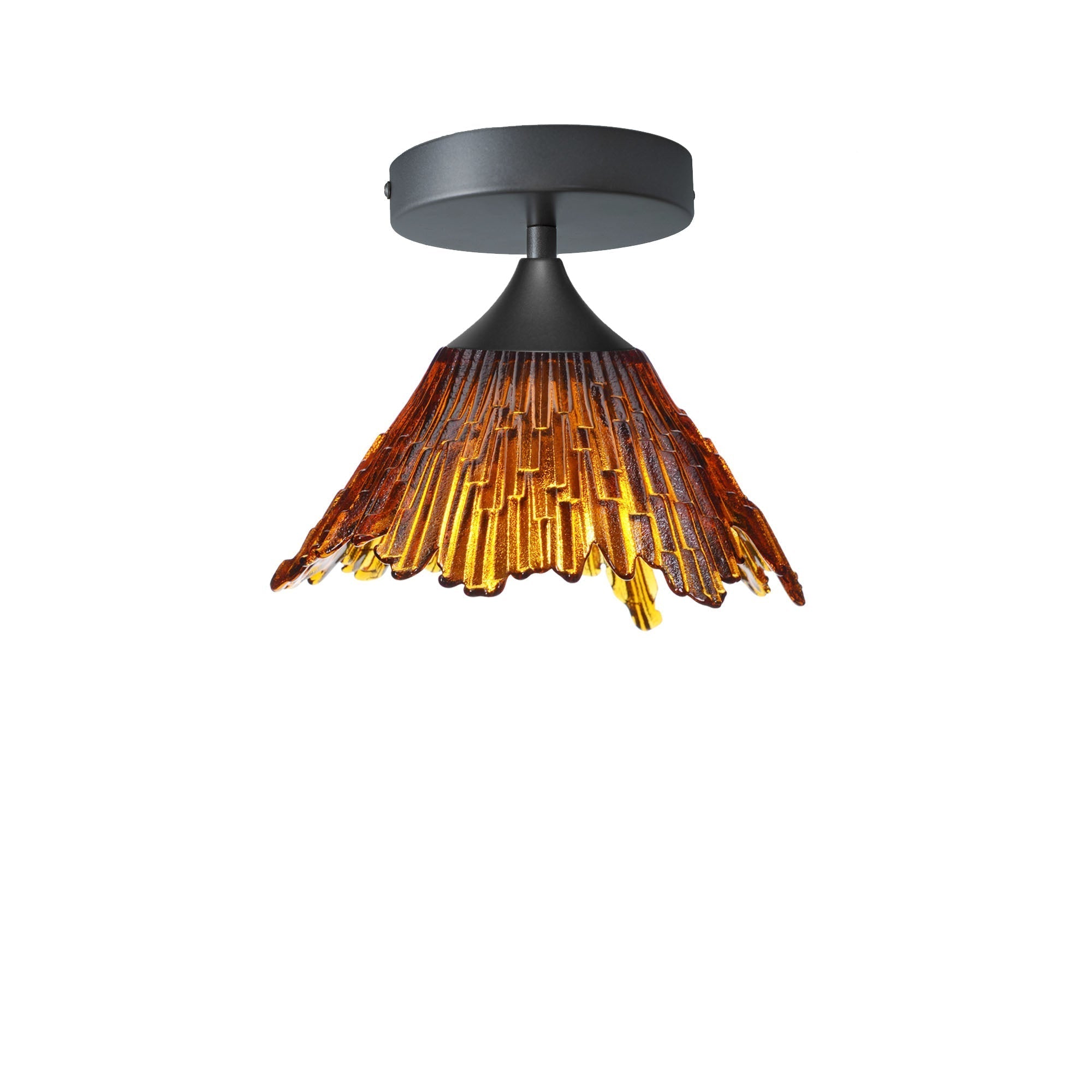 212 Semi-Flush-Bicycle Glass Co-Golden Amber-Antique Bronze-Bicycle Glass Co