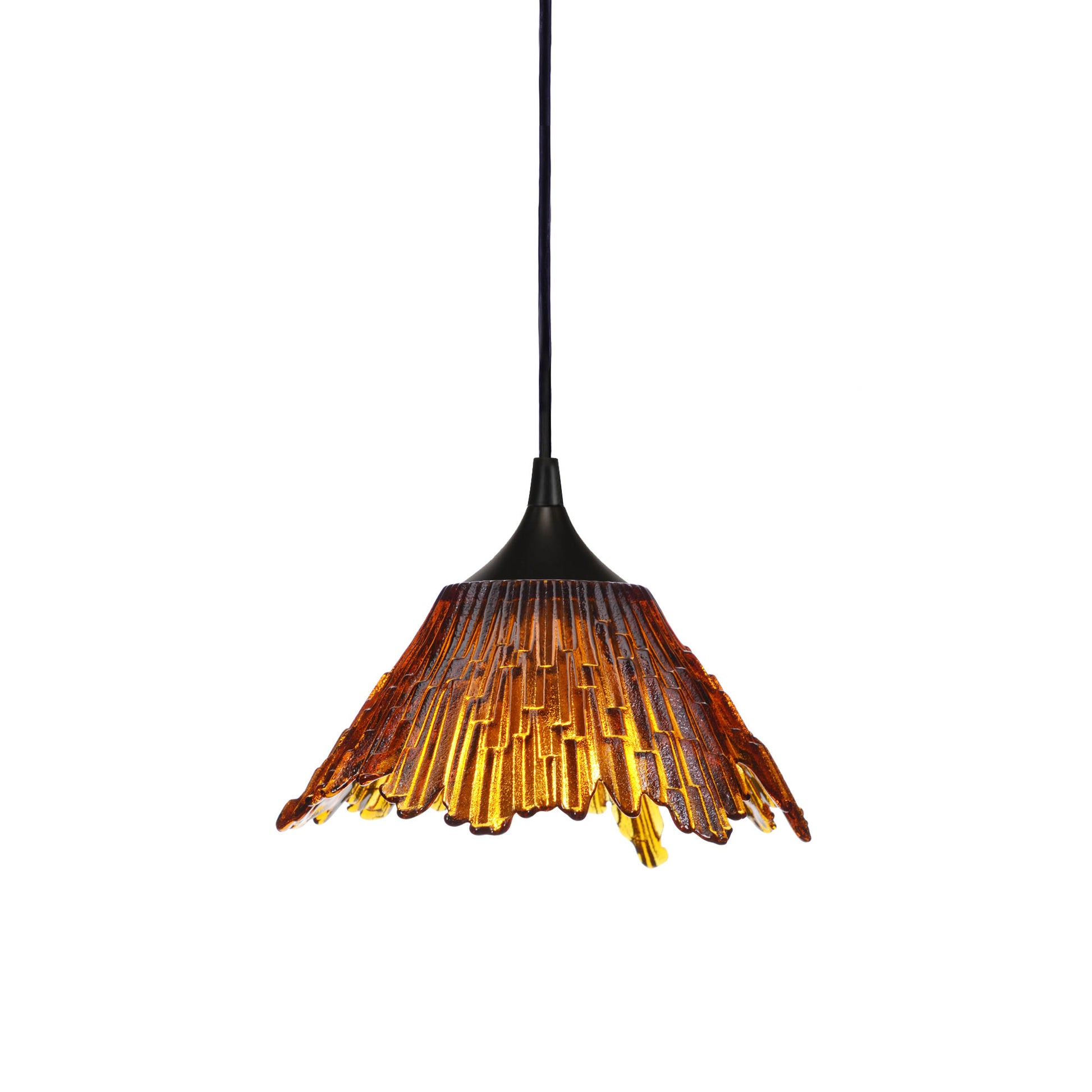 212 Single Pendant Light-Bicycle Glass Co-Matte Black 15ft Cord + Track Mount [Summit]-Golden Amber-Bicycle Glass Co