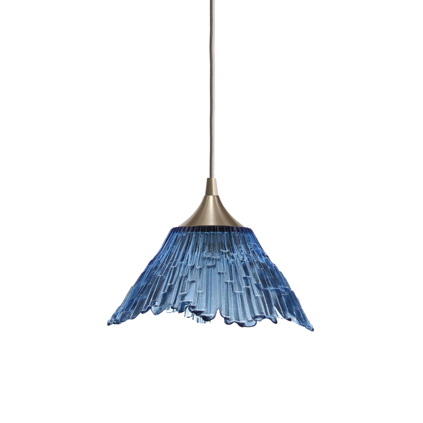 212 Single Pendant Light-Bicycle Glass Co-Brushed Nickel 15ft Downrod + Hang Straight [Summit]-Steel Blue-Bicycle Glass Co