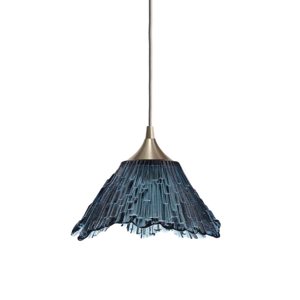 212 Single Pendant Light-Bicycle Glass Co-Brushed Nickel 15ft Downrod + Hang Straight [Summit]-Slate Gray-Bicycle Glass Co