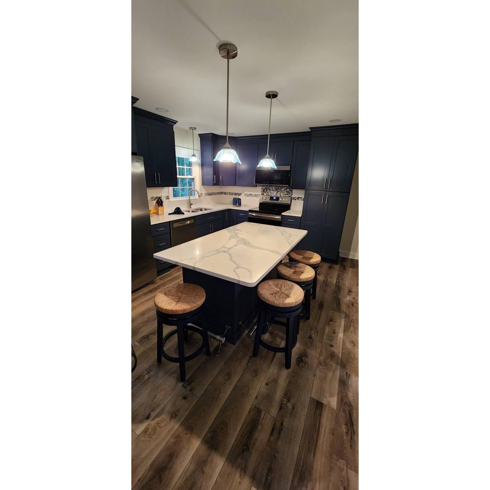 212 Single Pendant Light-Pendant Light-Bicycle Glass Co-Steel Blue-Matte Black - 8ft Cord-Bicycle Glass Co