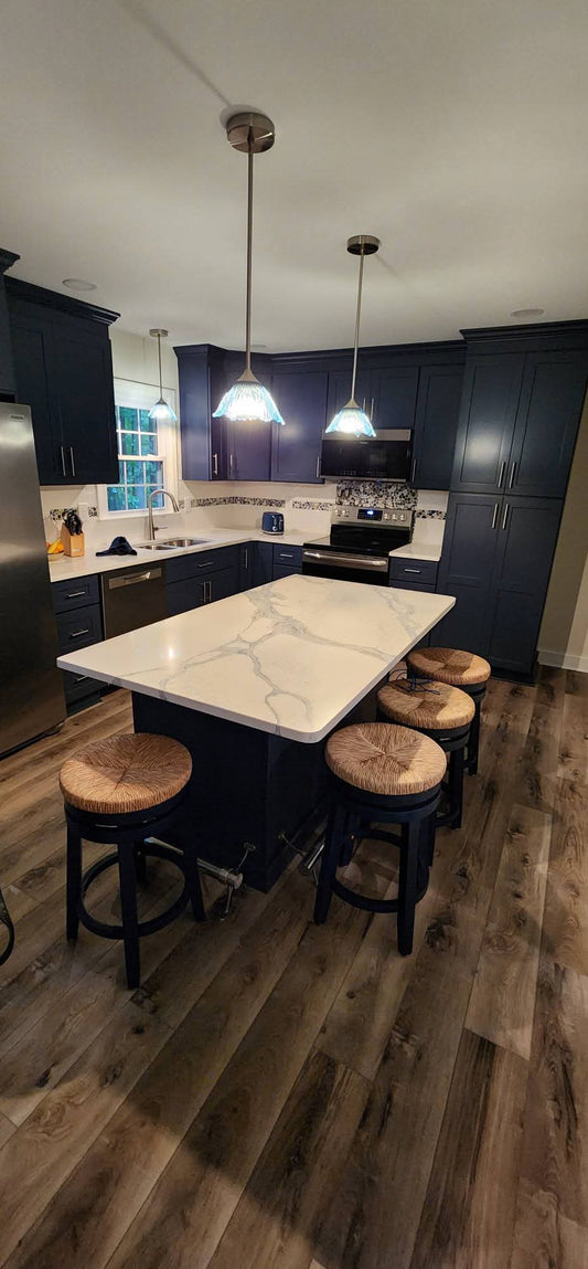 212 Single Pendant Light-Pendant Light-Bicycle Glass Co-Steel Blue-Matte Black - 8ft Cord-Bicycle Glass Co
