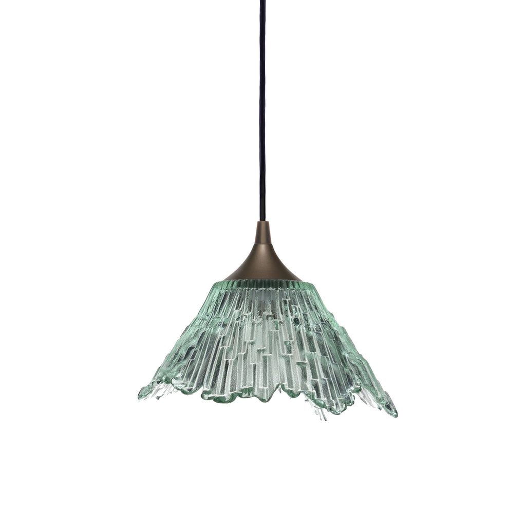 212 Single Pendant Light-Bicycle Glass Co-Eco Clear-Antique Bronze - 8ft Cord-Bicycle Glass Co