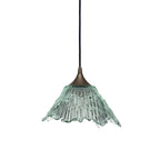 212 Single Pendant Light-Bicycle Glass Co-Eco Clear-Antique Bronze - 8ft Cord-Bicycle Glass Co