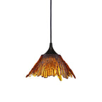 212 Single Pendant Light-Bicycle Glass Co-Golden Amber-Matte Black - 8ft Cord-Bicycle Glass Co