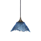212 Single Pendant Light-Bicycle Glass Co-Steel Blue-Antique Bronze - 8ft Cord-Bicycle Glass Co