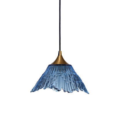 212 Single Pendant Light-Bicycle Glass Co-Steel Blue-Polished Brass - 8ft Cord-Bicycle Glass Co