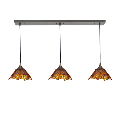 212 Summit: 3 Pendant Linear Chandelier-Glass-Bicycle Glass Co - Hotshop-Golden Amber-Antique Bronze-Bicycle Glass Co