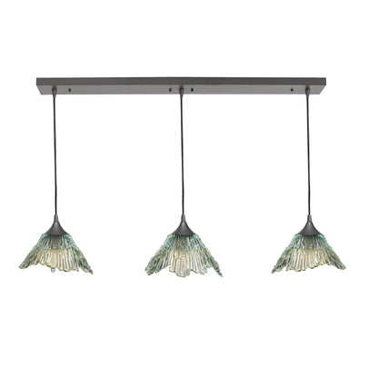 212 Summit: 3 Pendant Linear Chandelier-Glass-Bicycle Glass Co - Hotshop-Eco Clear-Antique Bronze-Bicycle Glass Co