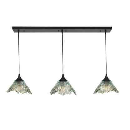 212 Summit: 3 Pendant Linear Chandelier-Glass-Bicycle Glass Co - Hotshop-Eco Clear-Matte Black-Bicycle Glass Co