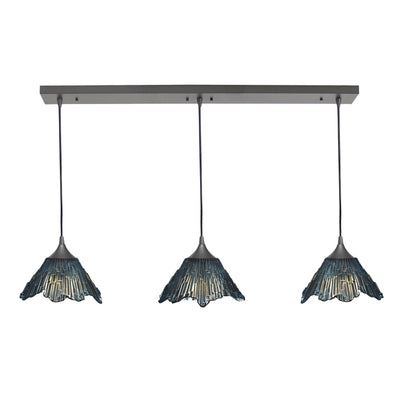 212 Summit: 3 Pendant Linear Chandelier-Glass-Bicycle Glass Co - Hotshop-Slate Gray-Antique Bronze-Bicycle Glass Co